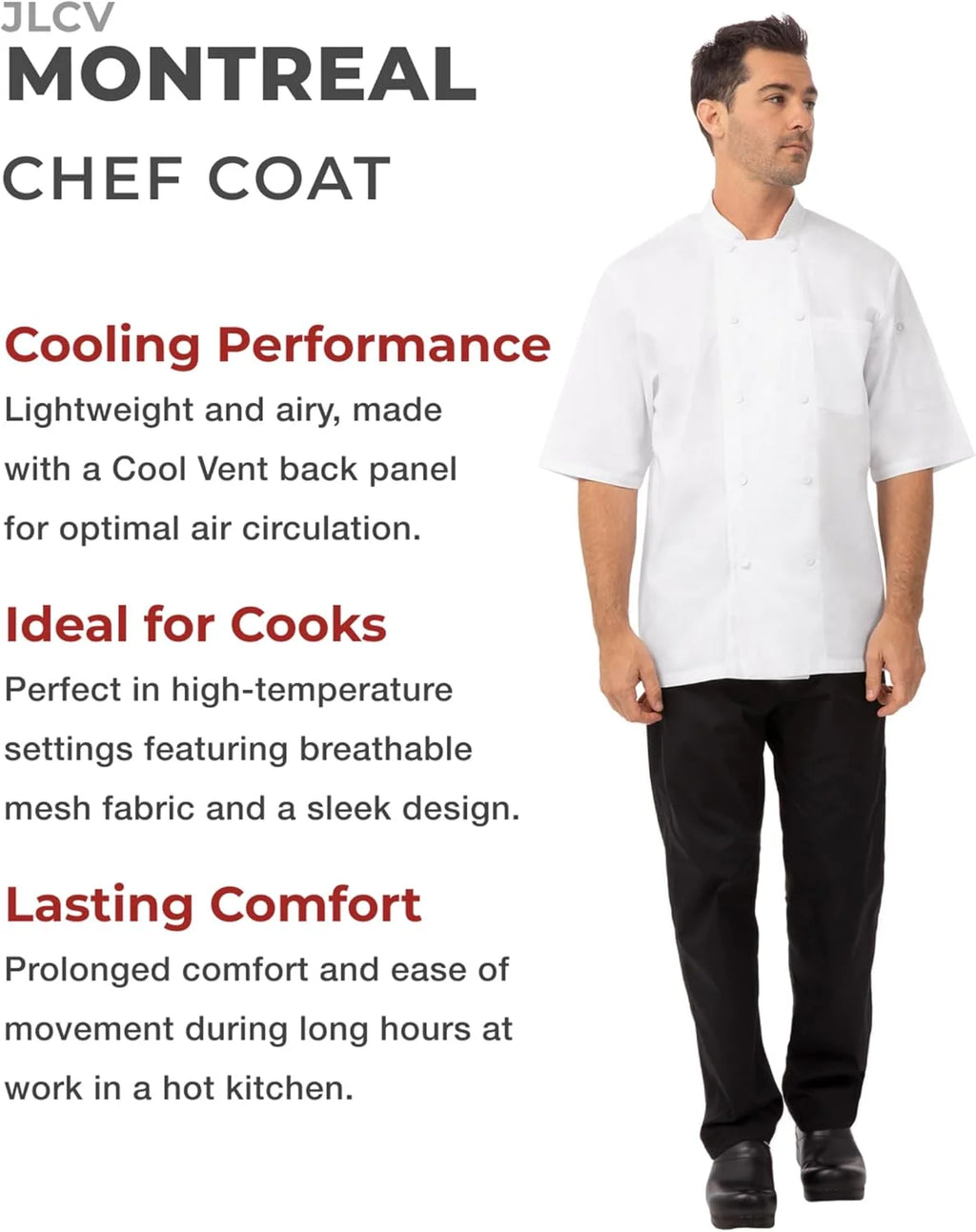 Men’S Montreal Cool Vent Chef Coat, White Chef Jacket, 3XL