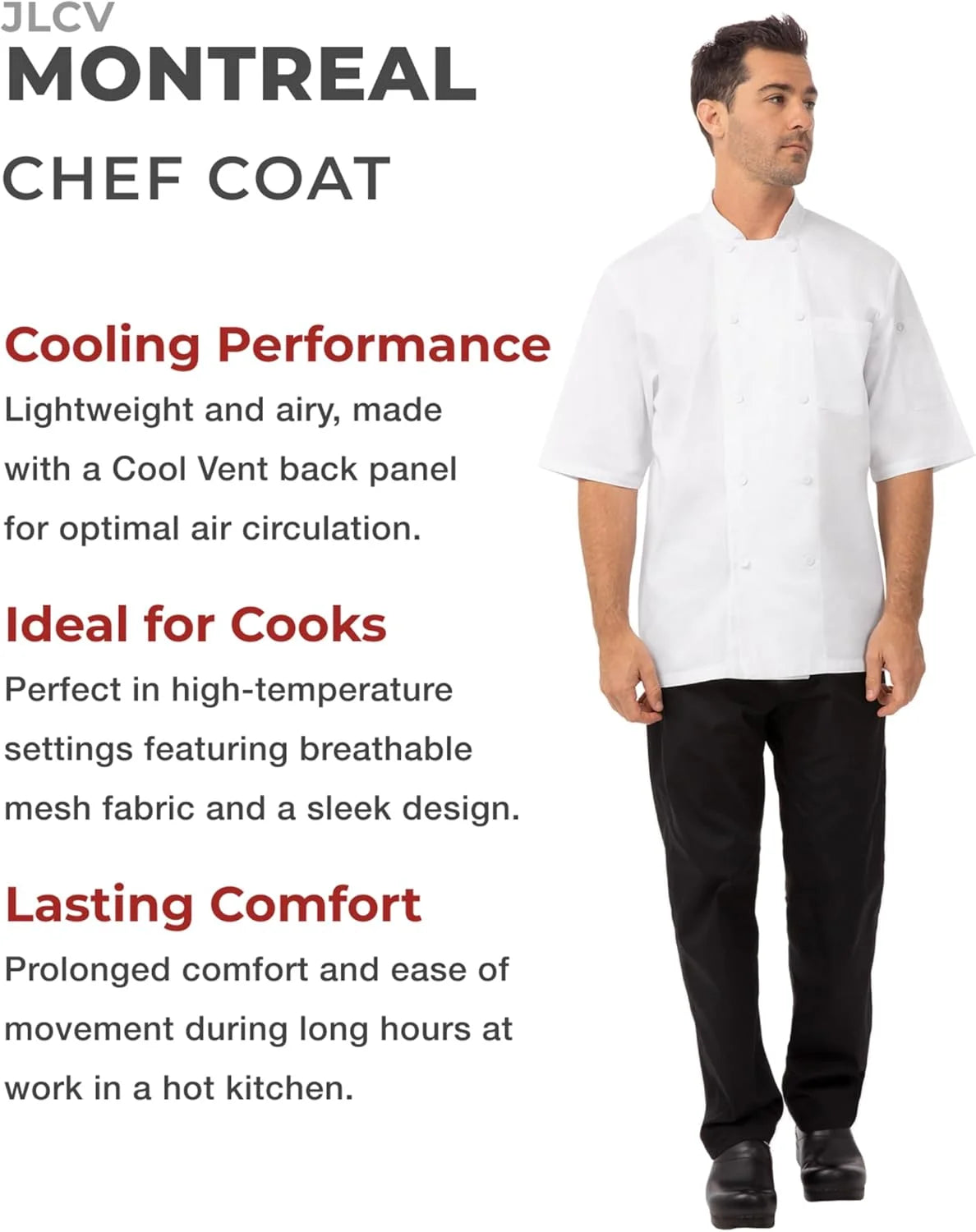 Men’S Montreal Cool Vent Chef Coat, White Chef Jacket, 3XL