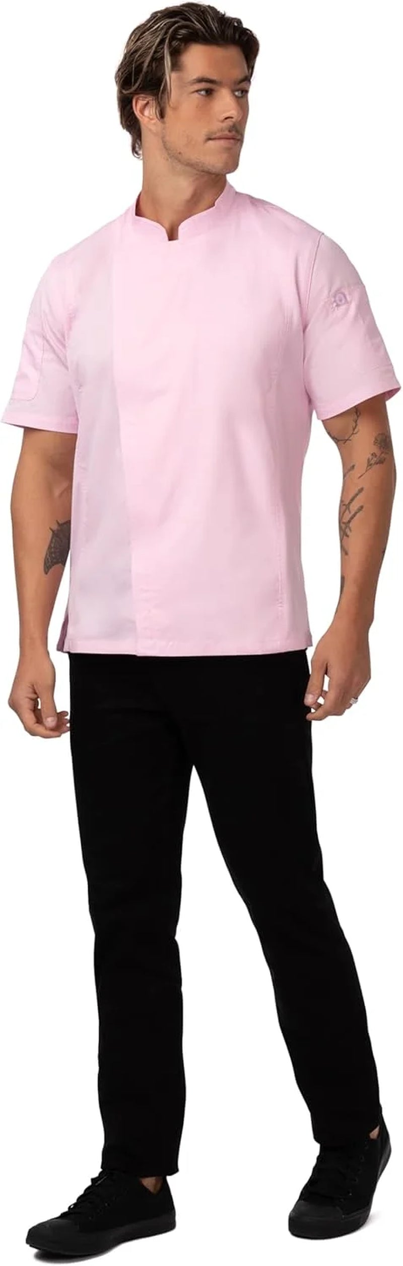 Men'S Springfield Chef Coat, Pink Chef Jacket with Cool Vent Side Panels, Small