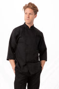 Men'S Morocco Chef Coat, Three-Quarter Sleeve Chef Jacket with Pockets, XL, Black