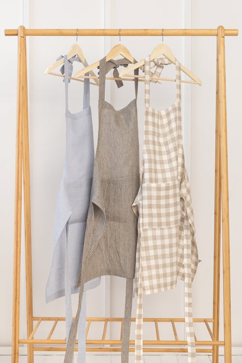 Moss Green linen apron