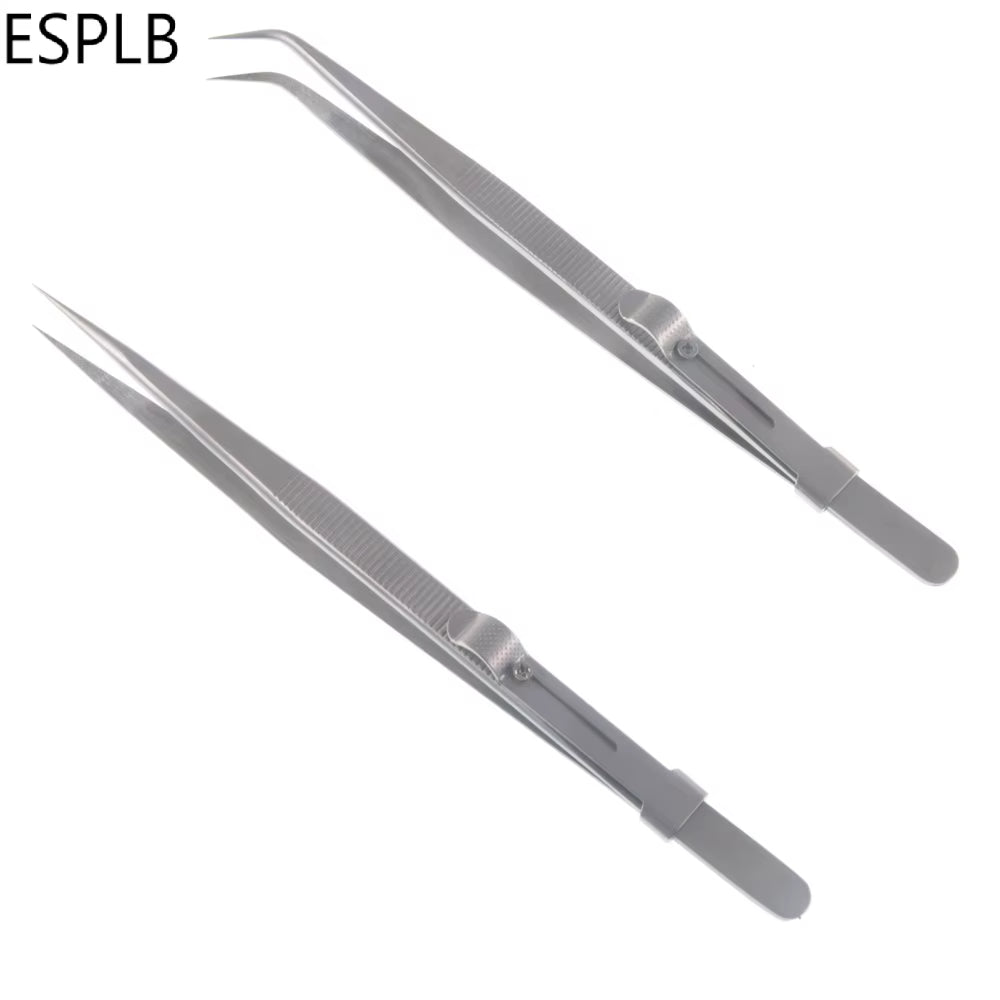 16Cm 6.3'' Slide Lock Stainless Steel Presicion Adjustable Tweezers anti Static Buckle Tweezers for Jewelry Electronic