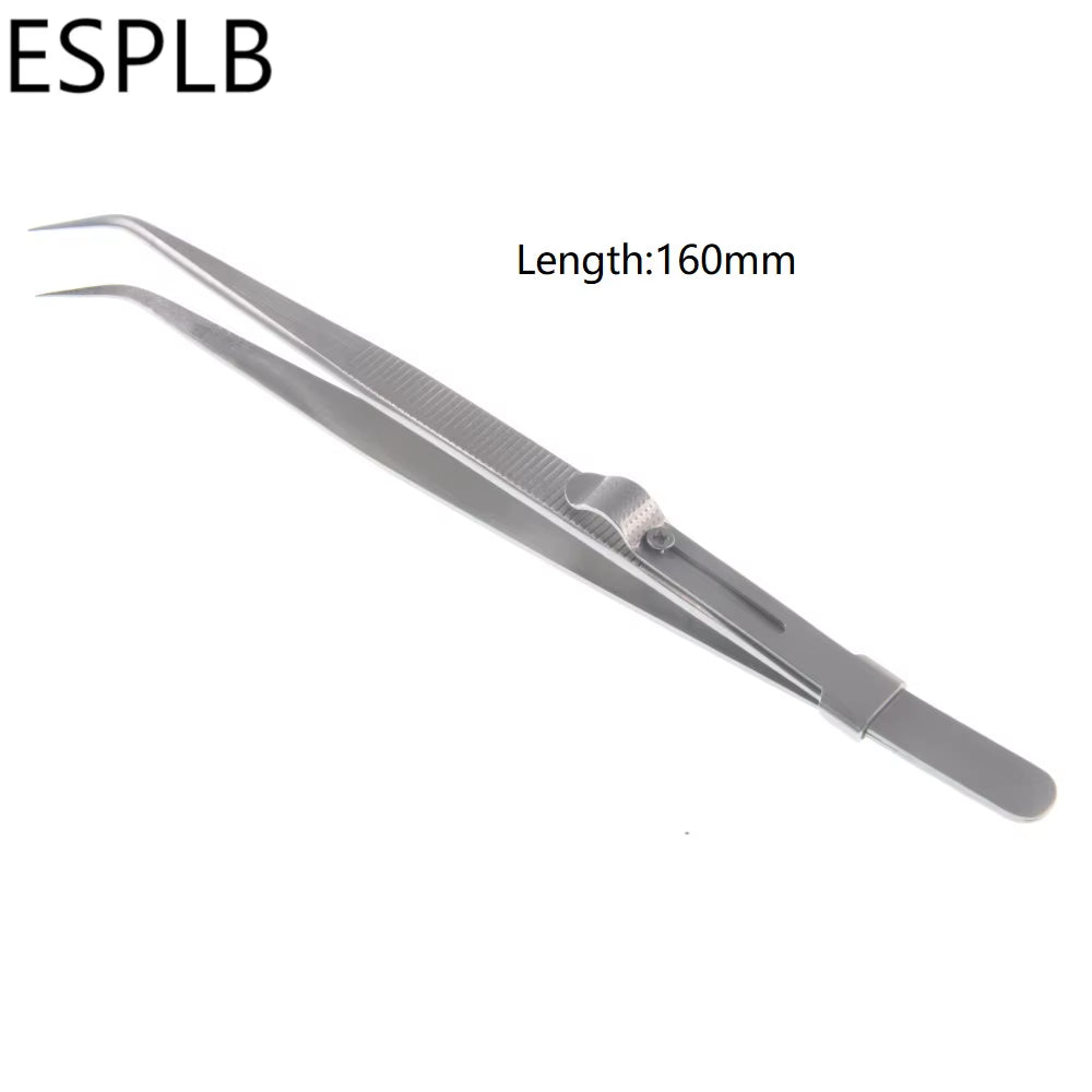 16Cm 6.3'' Slide Lock Stainless Steel Presicion Adjustable Tweezers anti Static Buckle Tweezers for Jewelry Electronic