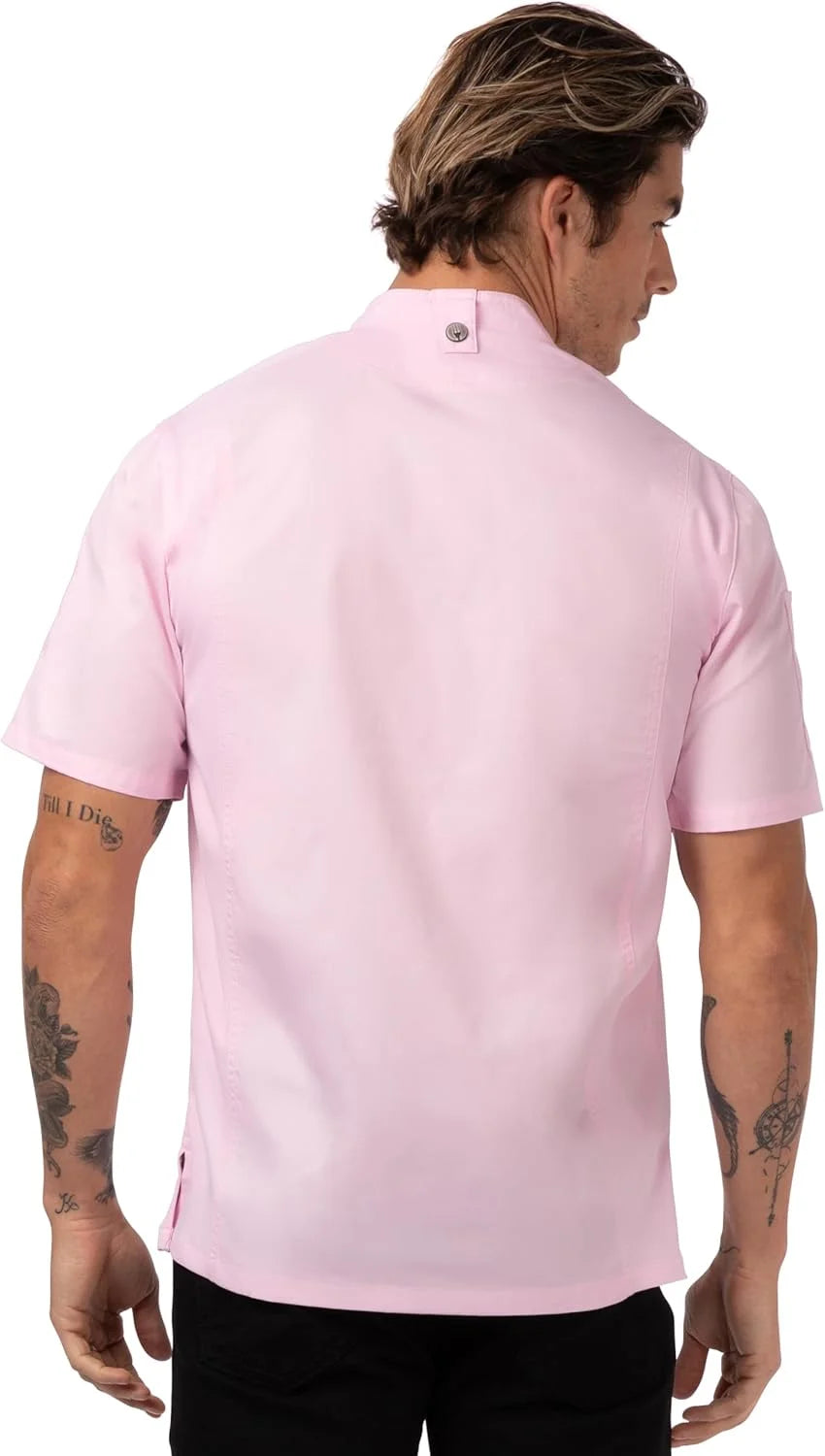 Men'S Springfield Chef Coat, Pink Chef Jacket with Cool Vent Side Panels, Small