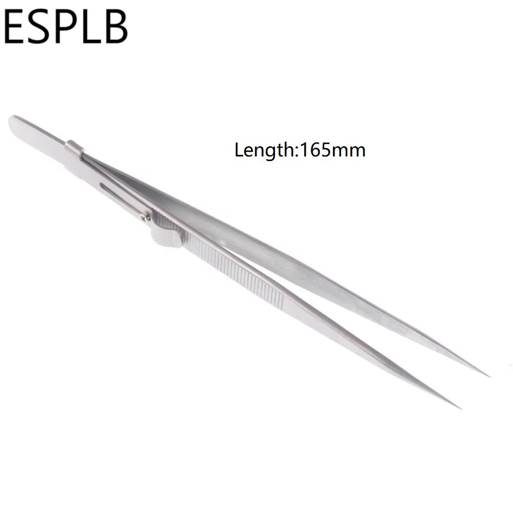 16Cm 6.3'' Slide Lock Stainless Steel Presicion Adjustable Tweezers anti Static Buckle Tweezers for Jewelry Electronic
